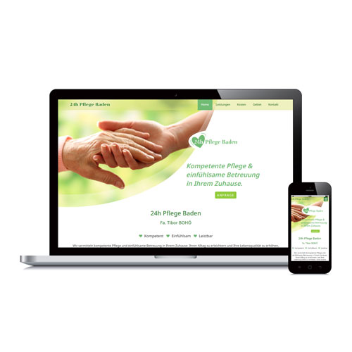 WEBDESIGN für 24h-Pflege Baden Webdesign beispiel für Pflegeagentur